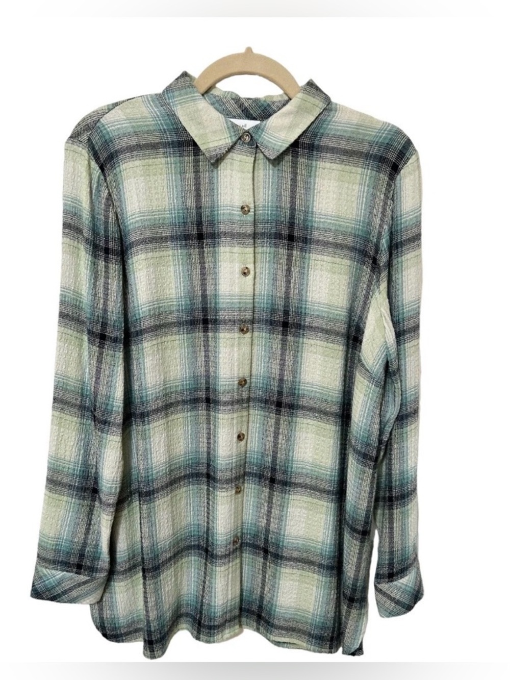 J. Jill Womens Plaid Button Front Long Sleeve Sz S